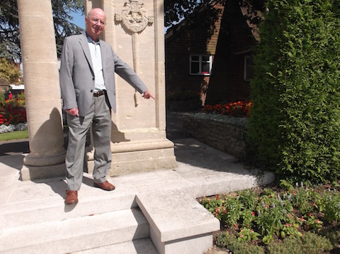 A better place for the memorial paving slabs – in the Castle Grounds by the town's war memorial as Cllr Bob McShee points out.