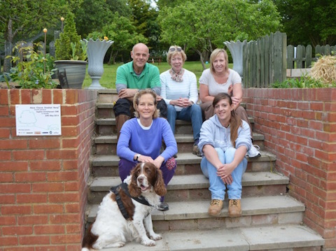 In the picture: front row: Jenny Seagrove and Ashlie Stevens, part-time groom. Back row from left: Roger Foreman the site manager; Sheila Watts, volunteer and Dawn Hutchings-Decker, Planning and Construction advisor. 