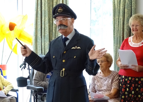 Bob McShee dressed as a wartime RAF officer.