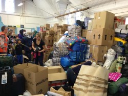 Donations collected in Guildford for refugees in Calais.