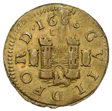 Trade token from Guildford dated 1668.