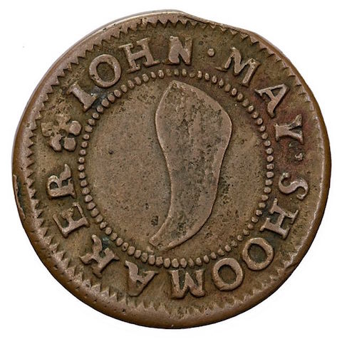 Token issued by a Guildford shoemaker by the name of John May.