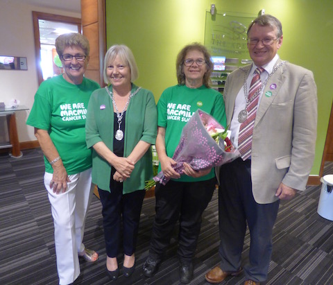 Outgoing Tesco Guildford store community champion Sue Keeley (third from left) with Shirley West (far left) and the Deputy Mayor of Guildford and Deputy Mayoress, Gordon and Sue Jackson.
