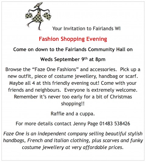 Your Invitation to Fairlands WI  Fashion Shopping Evening