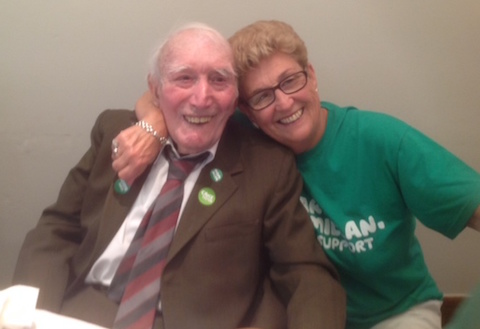 The great Bill Bellerby, freeman of Guildford, with Macmillan fundraiser Shirley West