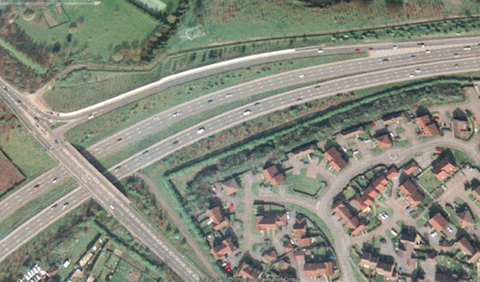 An aerial view of the A£ from 1999 that shows where a new off-slip road could be constructed.