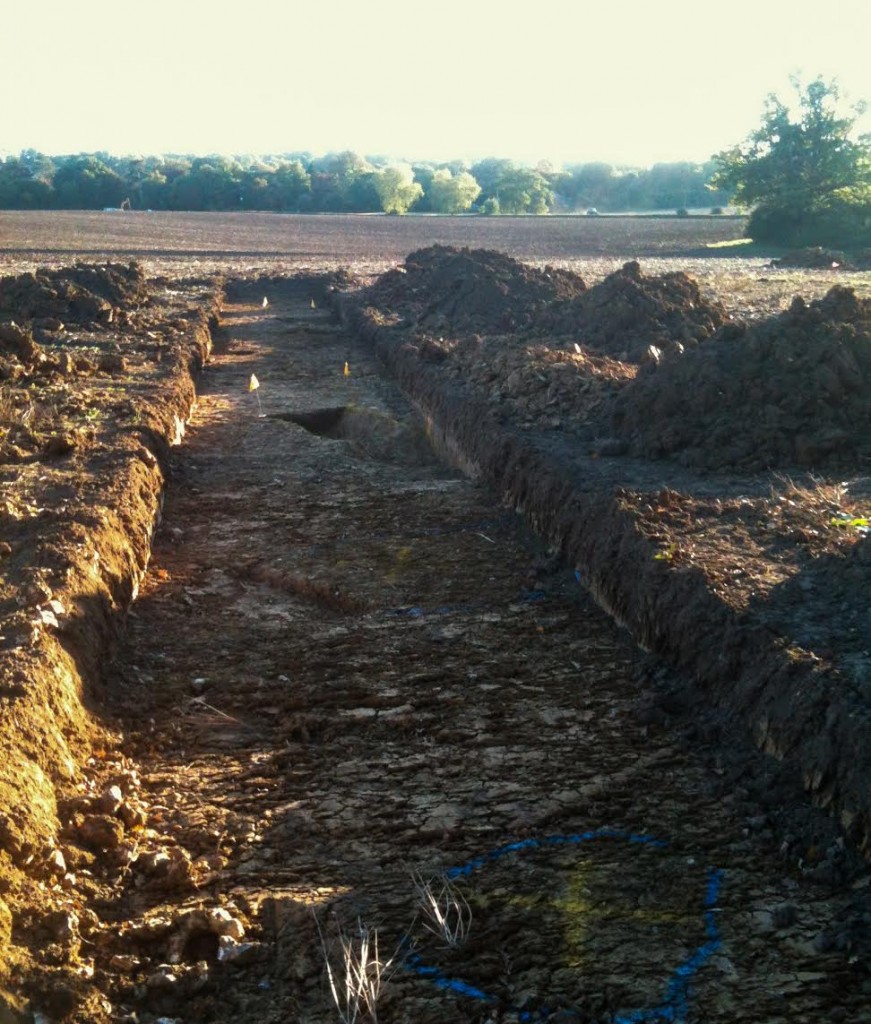 One of the shallow trenches dug by Blackwell Farm for the University of Surrey's archaeological survey.