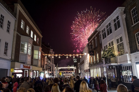 Guildford Christmas lighhts will be switched on next Thursday, November 19. Picture by Paul Stead.