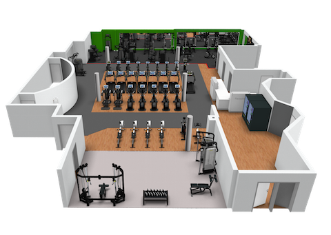 A model of what the new gym will look like and the equipment it will feature.