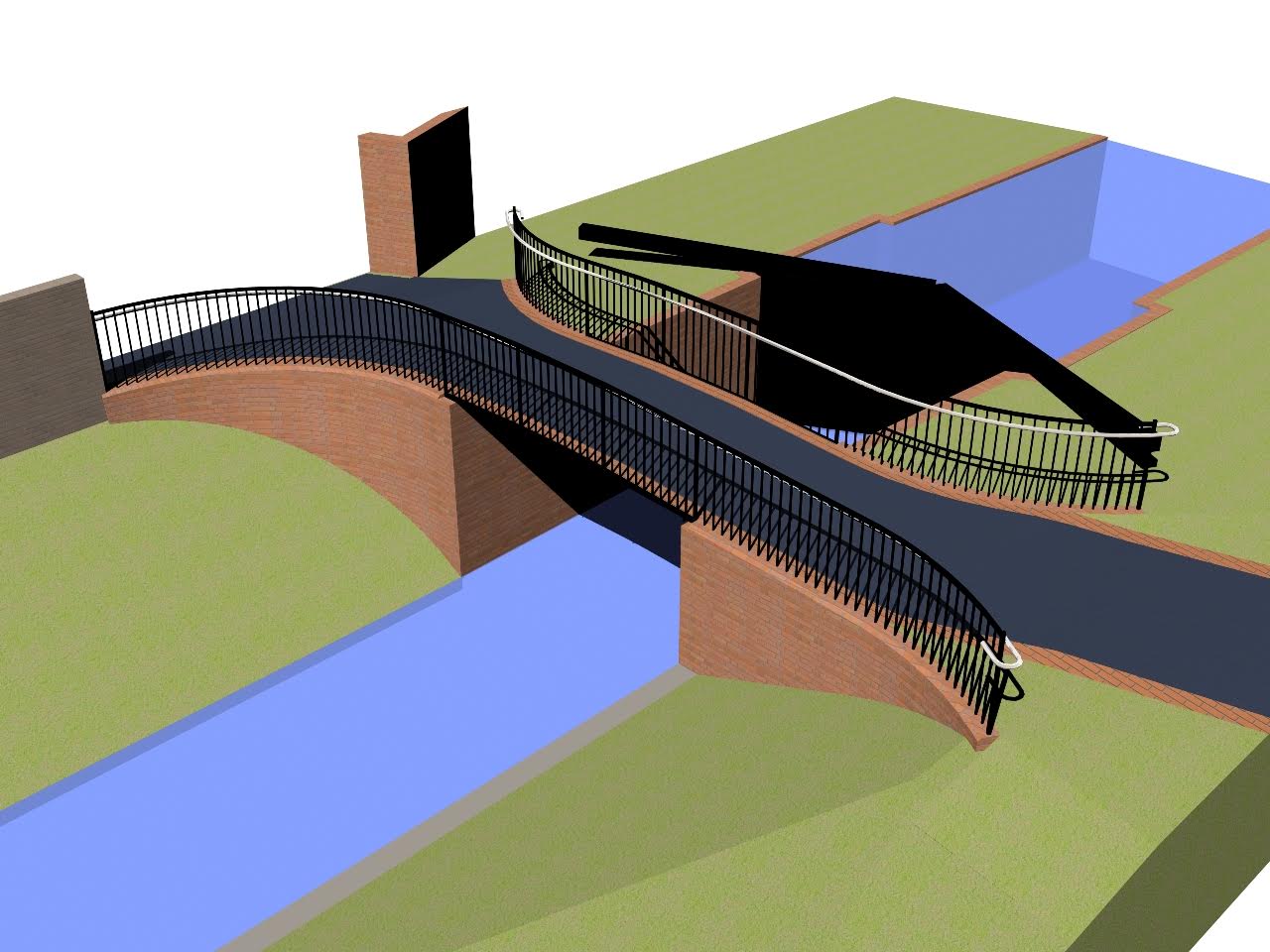 Artist impression of the new footbridge in place in front of Millmead Lock.