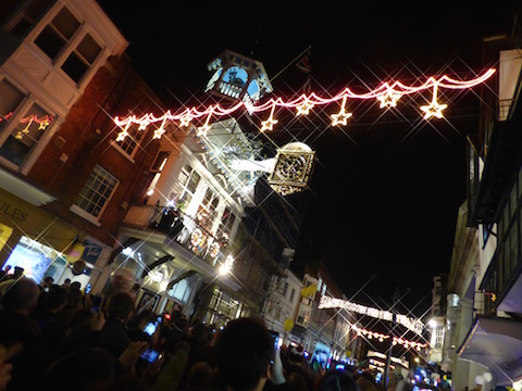 On go the Christmas lights in the High Street.