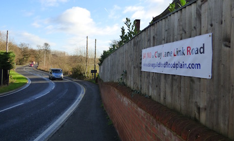 One of the signs in Clay Lane saying 'No' to the link road plan.