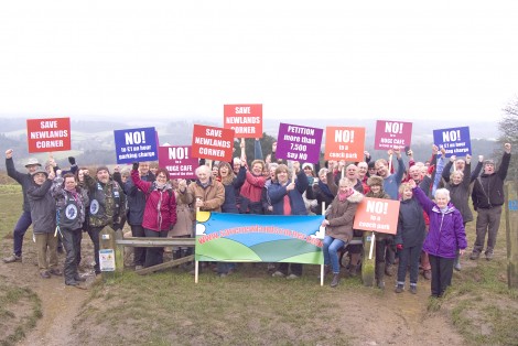 Protestors demand that Newlands Corner is saved from Surrey County Council's proposals.