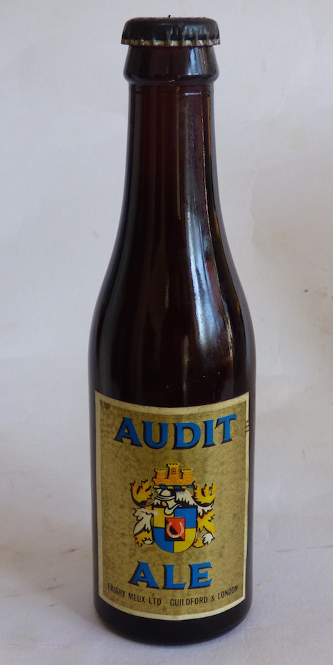 The bottle of Friary Meux Audit Ale, a braley wine, believed to be from one of the last brews at Guildford in December 1968.