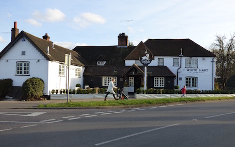 The White Hart in Pirbright. It was renamed the Moorhen for a while, but changed back again after a good deal of protest from locals.