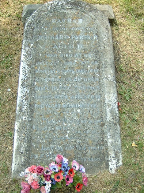 Richard Parker’s tombstone in Woolston in Southampton. A relative of Richard Parker quotes his grandfather as saying that Richard’s grisly death was the family’s first step into catering