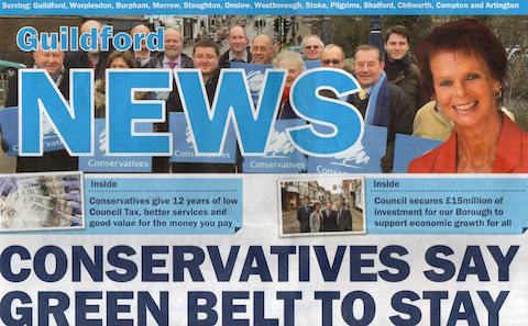Front page of a newsletter issued last year by Guildford Conservatives.