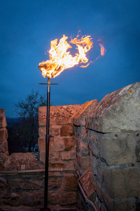 The beacon was lit at the top of the tower of St Mary's Church.
