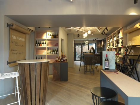 Attractive bar area in the Corkage Wine shop and Bar
