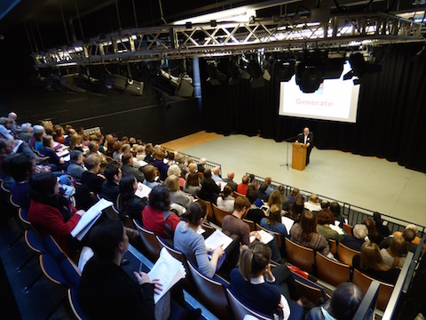 Sir Stuart Etherington, chief executive of the National Council for Voluntary Organisations, speaks at Voluntary Action South West Surrey's conference in the lecture theatre at Christ's College.