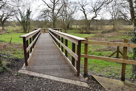 The viewing platform at Hunt Nature Park in Shalford, entered from the Wey-South Park, now has picnic benches for use by visitors.