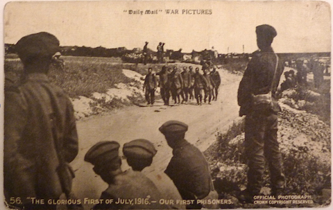 A picture postcard issued by the Daily Mail shortly after the first day of the Battle of the Somme.