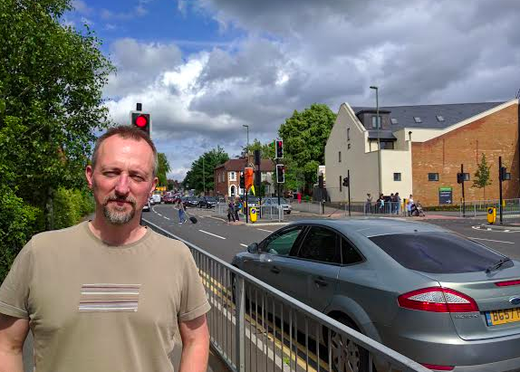 Local father ... Shaw has raised a petition following local concerns over pedestrian crossing by Waitrose car park exit.