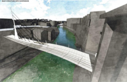 The recommended design for a replacement bridge to cross the River Wey near the railway station. It is hoped that it will provide a safer route for pedestrians and cyclists to and from the town centre.