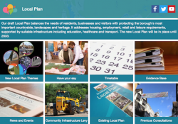 Page from Guildford Borough Council's website featuring the Draft Local Plan.