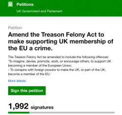 The petition as it appears on the UK Government and Parliament website