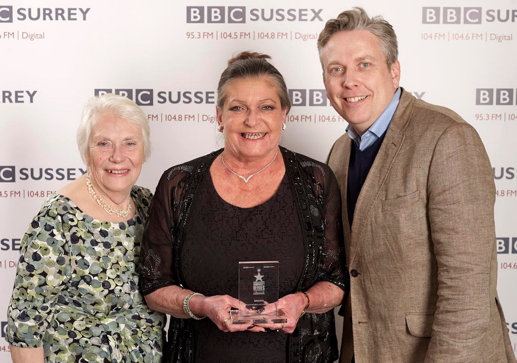 Diana Roberts (centre) with her BBC Outstanding Achievement Award