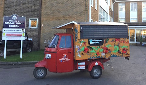 The solar-powered tuk-tuk Naveen drove on his journey from India to London.