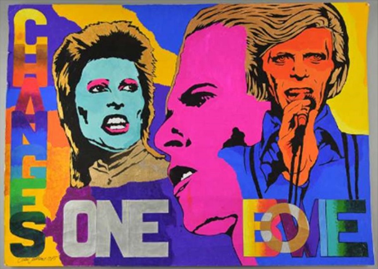 David Bowie - Changesonebowie - Original painted artwork by John Judkins, signed & dated '1985', flat, 32.5 x 23 inches.
