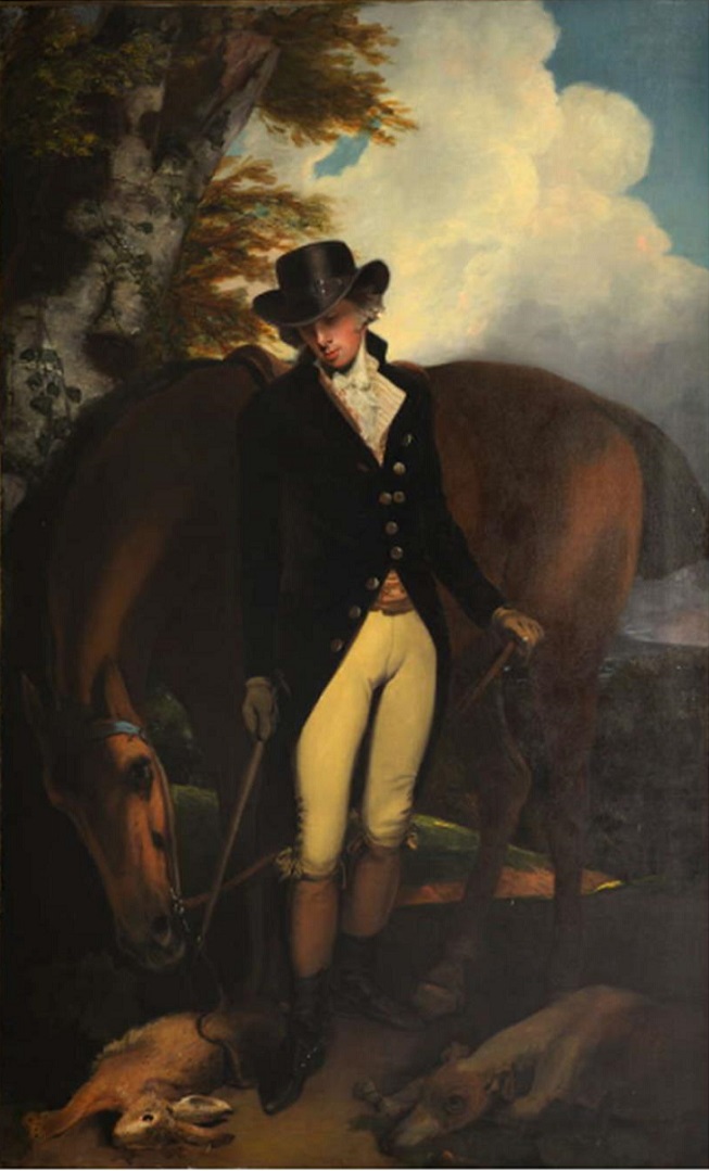 John Hoppner RA (1758-1810 ) Full length portrait of Thomas Norton Esq of Kingston- Bowsey Sussex with gilt-gesso frame mounted with a plaque 241 x 150cm