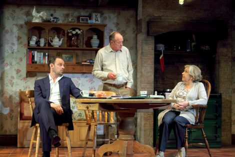 Harry Hadden-Paton (Joe), James Bolam (Jack) and Anne Reid (Elizabeth) in Fracked! or Please Don't Use The F-Word, Photographer Catherine Ashmore