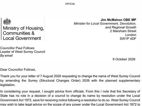 Updated: South Middlesex Will Not Feature in the Name of the New West Surrey Council